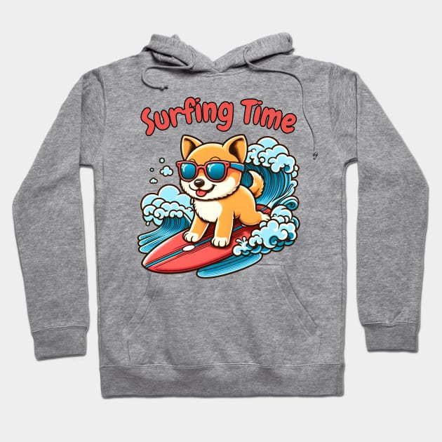 Surfing dog Hoodie by Japanese Fever